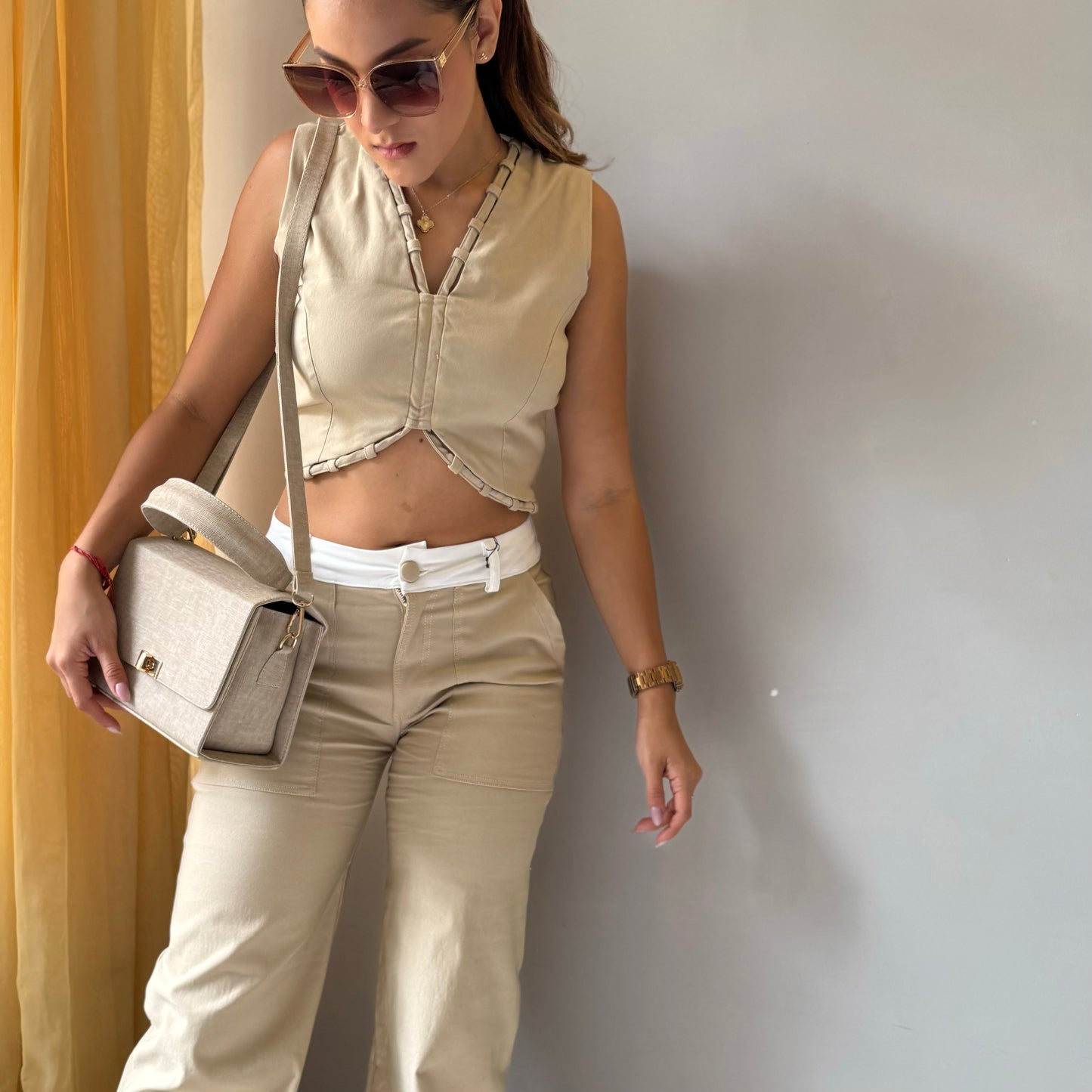 Pant Nude con Pretina Ivory ref 20032