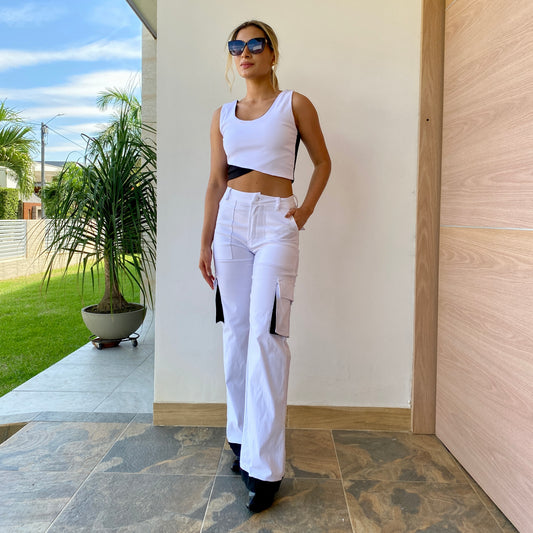 Crop Top cruzado diagonal ref30005