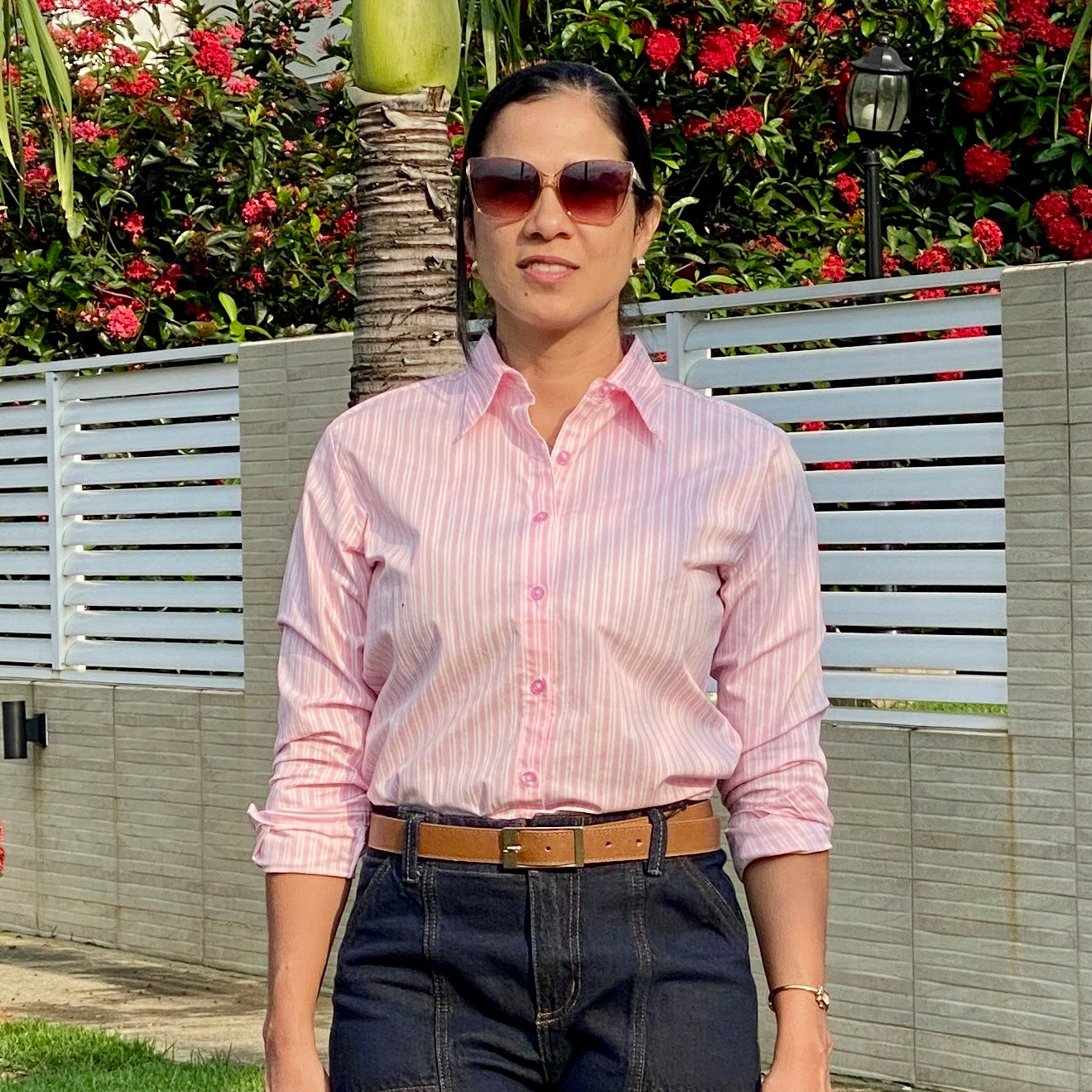 Camisa rayas rosado, blanco Ref 10052