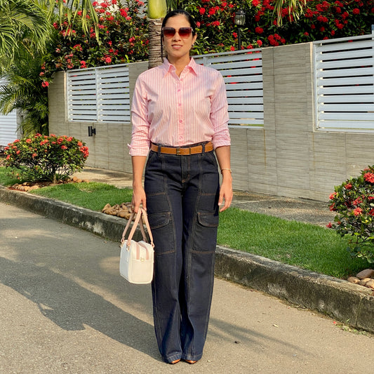 Camisa rayas rosado, blanco Ref 10052